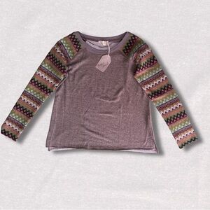Hem & Thread Multicolor Pattern Long Sleeve top